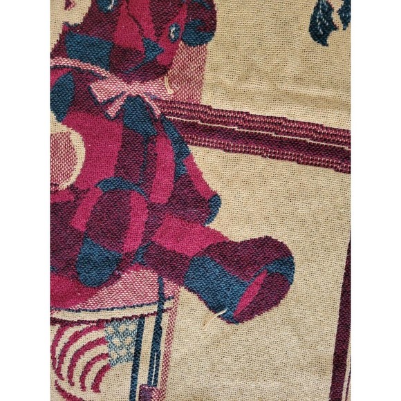 BOB TIMBERLAKE Triple Woven Tapestry Afghan Blanket Christmas Bears in Window - Picture 5 of 5